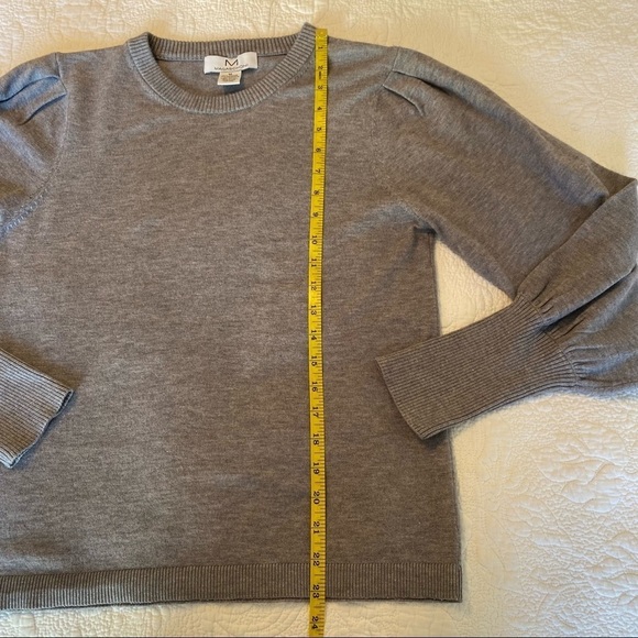 Magaschoni Balloon Puff Sleeve Crew Neck Gray Sweater - M - Picture 9 of 11
